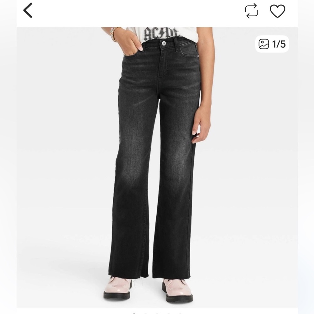 Art Class black straight leg jeans with raw hem